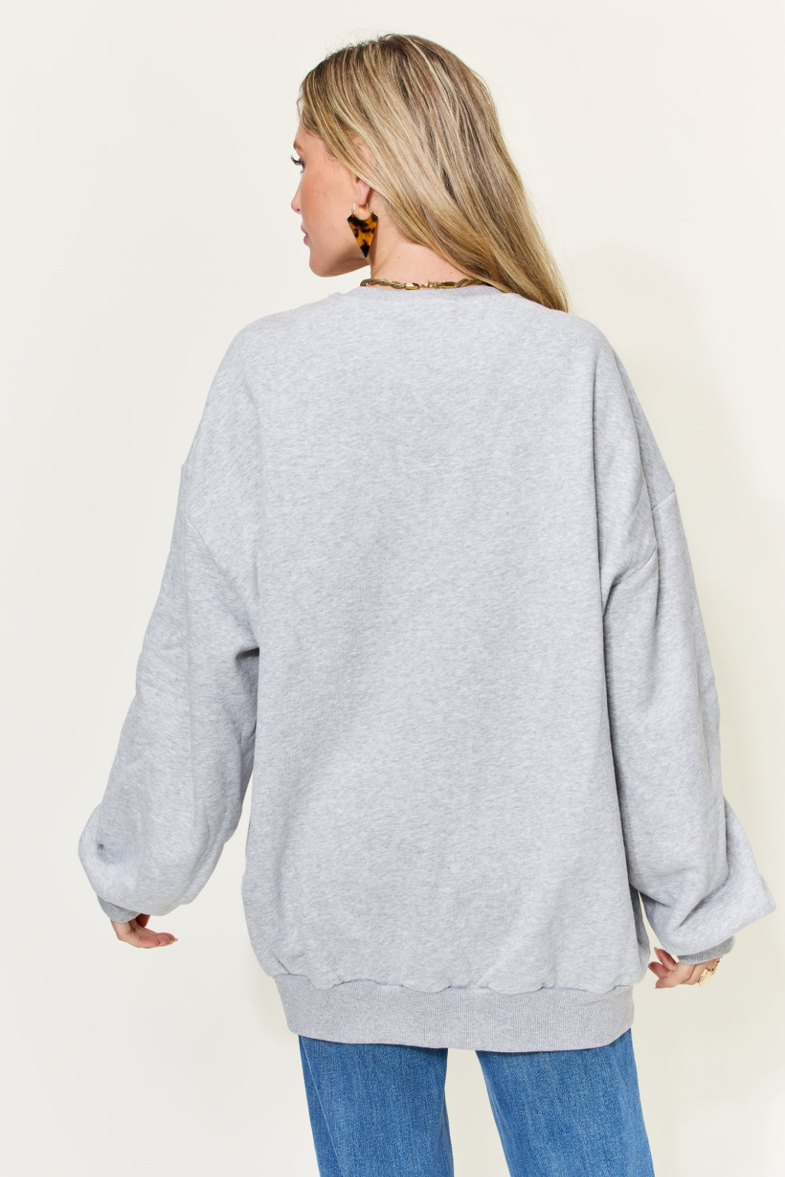Simply Love Bow & Heart Graphic Long Sleeve Sweatshirt