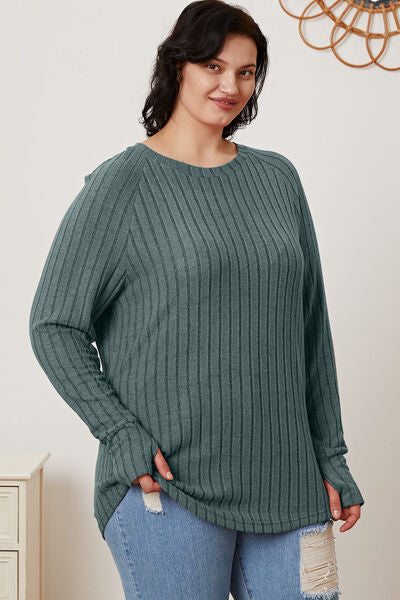 Basic Bae Ribbed Thumbhole Sleeve T-Shirt