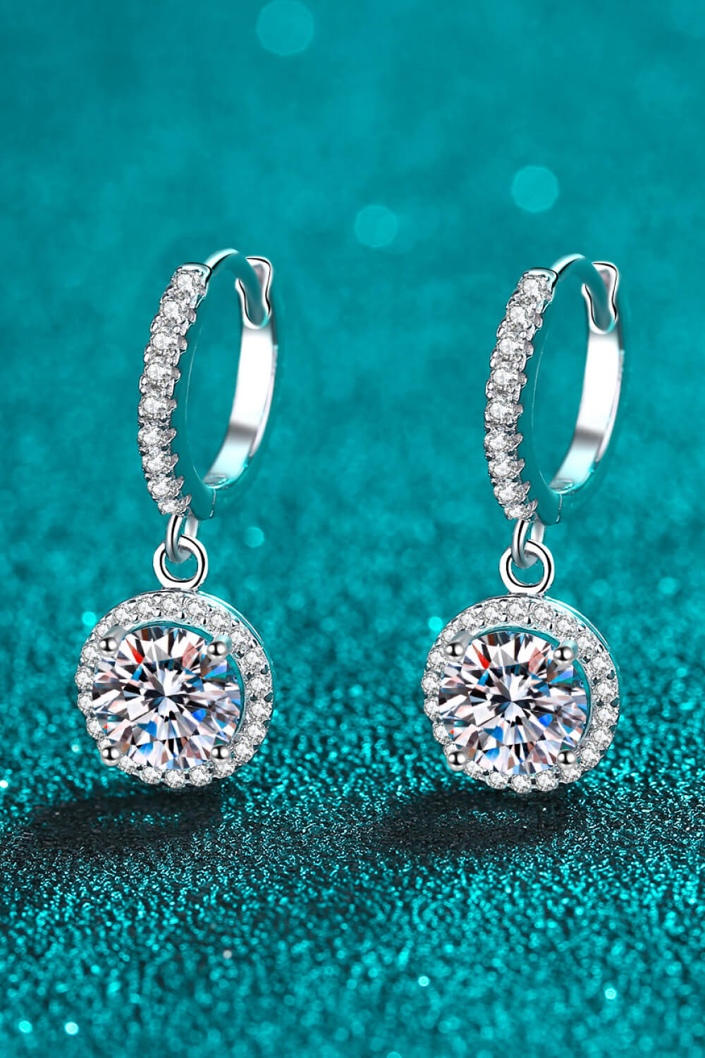 2 Carat Moissanite Round-Shaped Drop Earrings