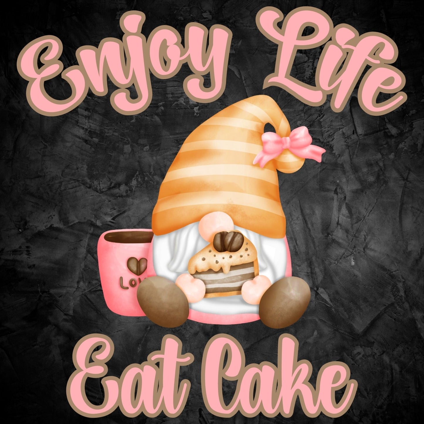 Enjoy Life Eat Cake Gnome - Diamond Painting Bling Art
