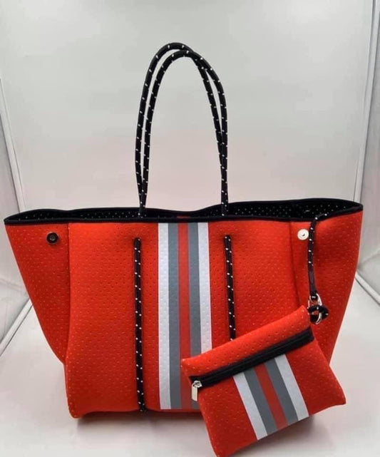 Neoprene Tote Bag - Red Stripe