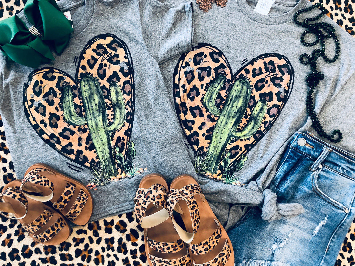 Leopard Heart Cactus - Mommy and Me Tees