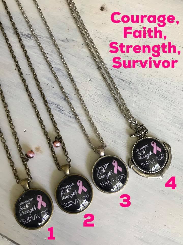 Courage, Faith, Strength, Survivor pendant