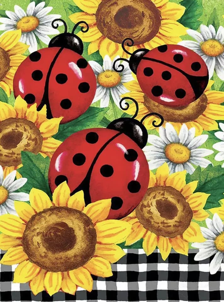 Sunflower Ladybug Crystal - Diamond Art kit