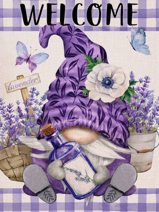 Welcome Lavender Gnome - Diamond Art kit